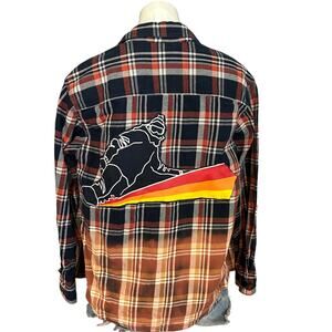 Snowboarding Flannel Plaid Shirt Shacket MEDIUM Oversize Unique Ski Grunge Brown